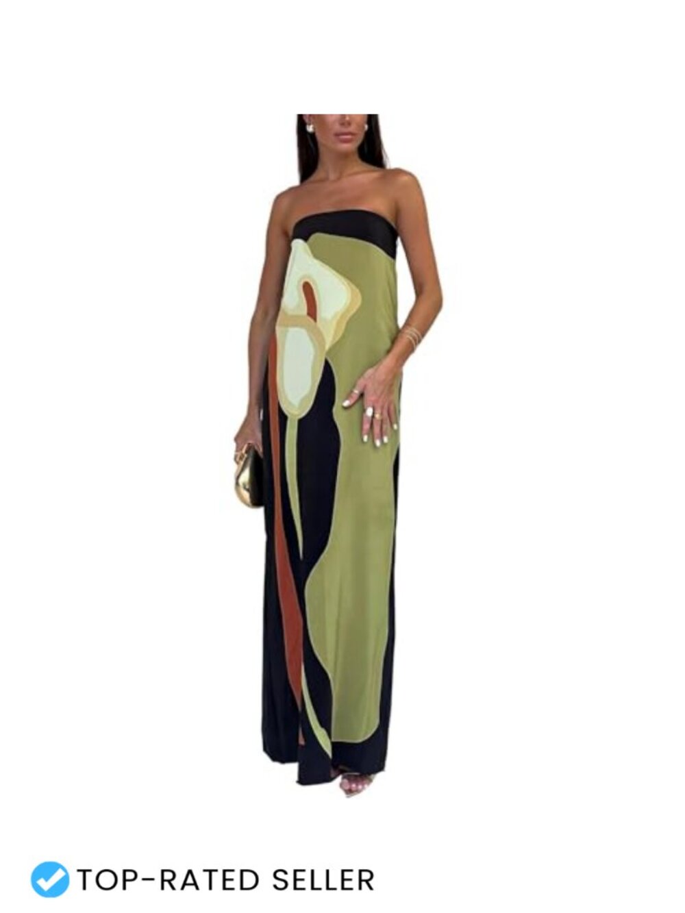 Women Y2k Strapless Maxi Dress Backless Floral Tube Dress Off Shoulder Party
